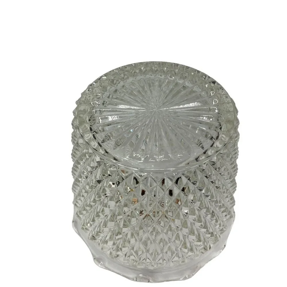 Indiana  Ice Bucket  Glass Diamond point‎ Ruffle Rim Pattern Glassware Vintage